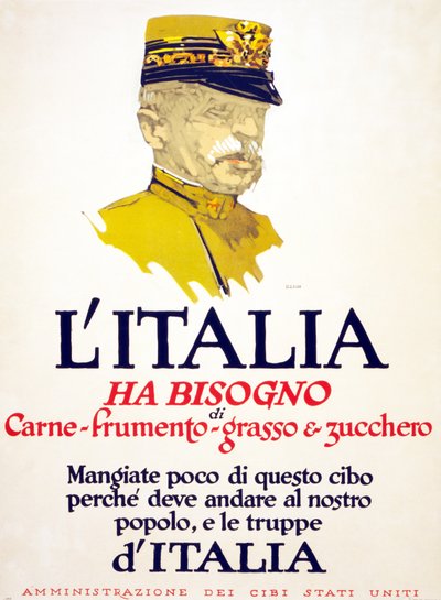 इटली को मांस, गेहूं, वसा और चीनी की आवश्यकता है, 1917 द्वारा जॉर्ज इलियन